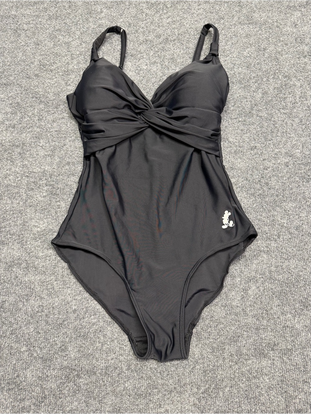 Disney Black Twist-Front One-Piece Swimsuit with Subtle Character Logo